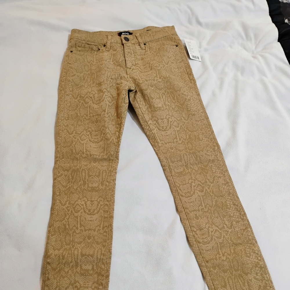 BDG Tan Snake Print Cropped Pants